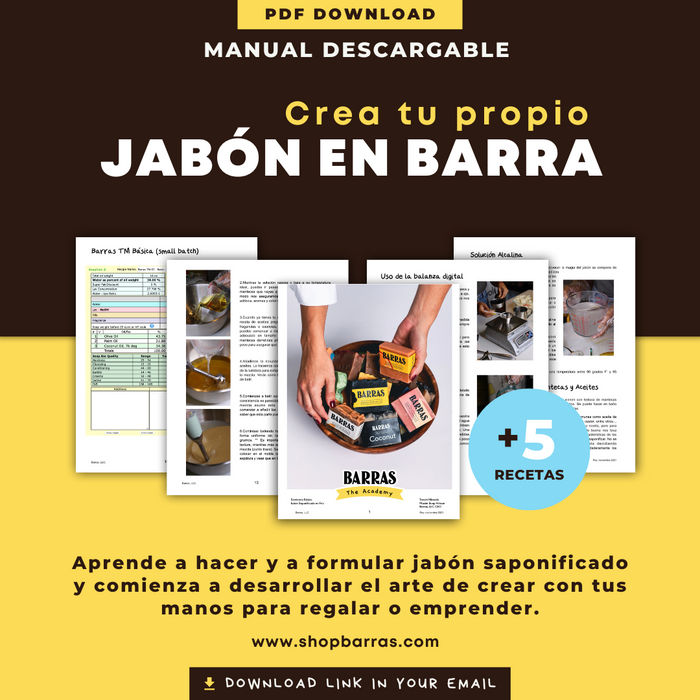 (Manual Digital PDF) Crea tus propias barras de jabón saponificado en frío.